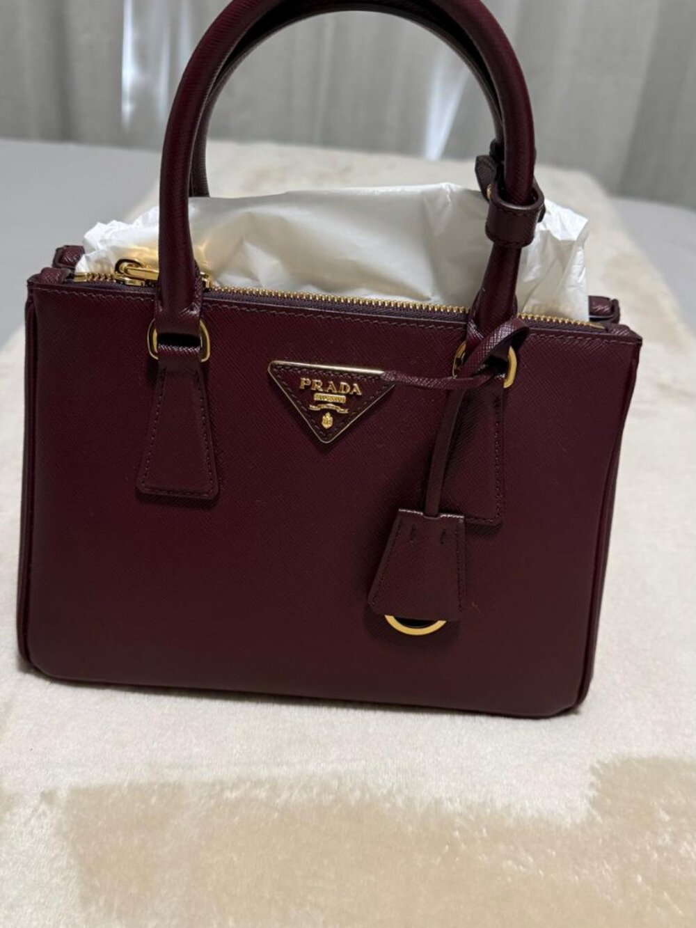 Prada Galleria Small Saffiano Leather Bag - Burgundy - Picture 3 of 7